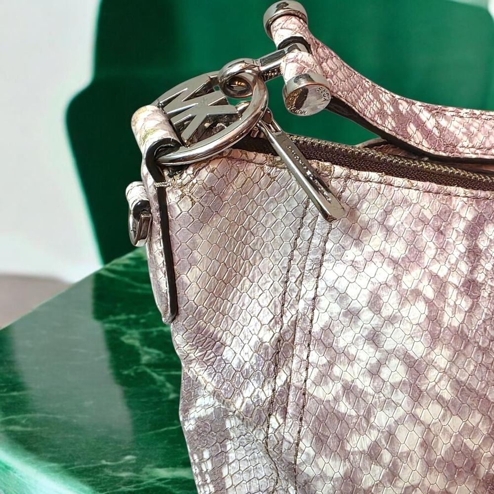 Michael Kors Neutral Python Embossed Leather Shou… - image 2